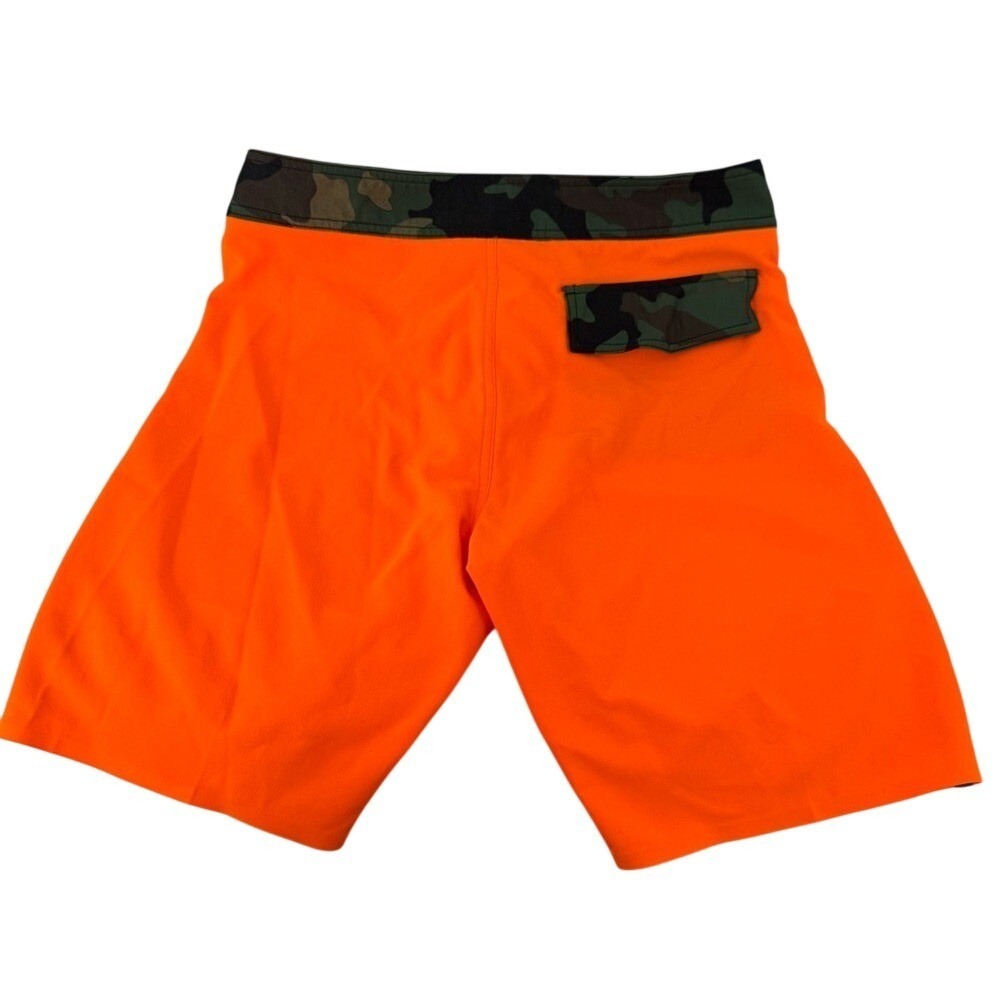 Fox Racing Mens Board Shorts Size 32 Neon Orange Camouflage Trim‎ Swim Trunks - Picture 5 of 9